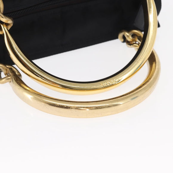 PRADA Hand Bag Nylon Navy Gold Auth 159587