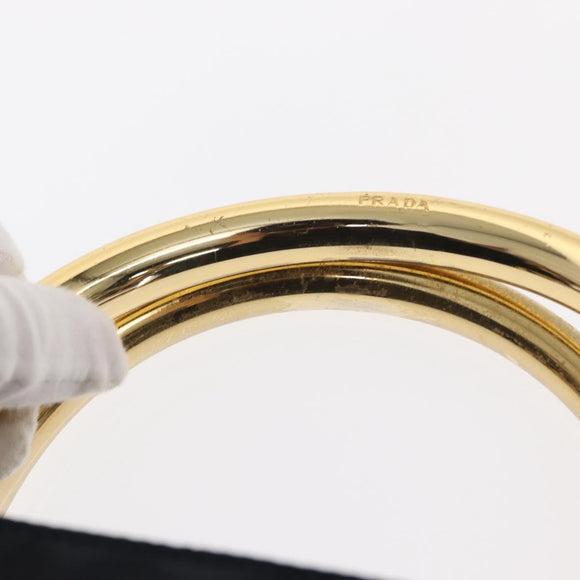 PRADA Hand Bag Nylon Navy Gold Auth 159587