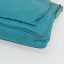 PRADA Shoulder Bag Nylon Light Blue Gold Auth 159589-9