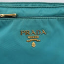 PRADA Shoulder Bag Nylon Light Blue Gold Auth 159589-17