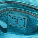 PRADA Shoulder Bag Nylon Light Blue Gold Auth 159589-18