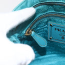 PRADA Shoulder Bag Nylon Light Blue Gold Auth 159589-19