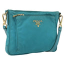 PRADA Shoulder Bag Nylon Light Blue Gold Auth 159589-1
