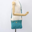 PRADA Shoulder Bag Nylon Light Blue Gold Auth 159589-24