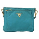 PRADA Shoulder Bag Nylon Light Blue Gold Auth 159589-13