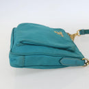 PRADA Shoulder Bag Nylon Light Blue Gold Auth 159589-4