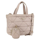 PRADA Hand Bag Leather 2way Pink Gold Auth 159590-1
