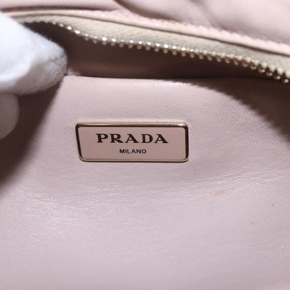 PRADA Hand Bag Leather 2way Pink Gold Auth 159590