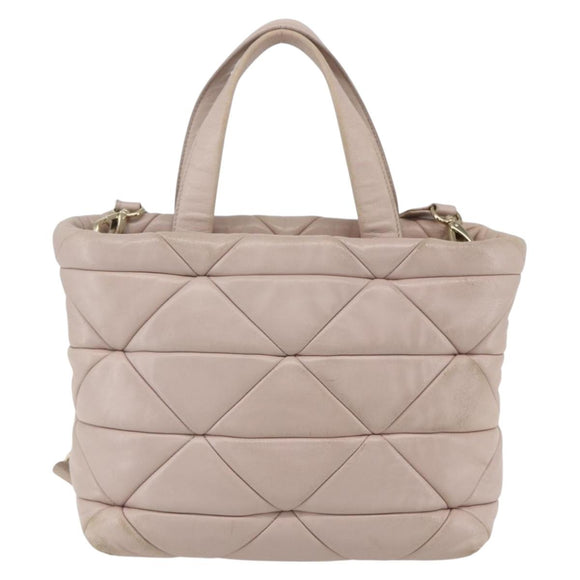 PRADA Hand Bag Leather 2way Pink Gold Auth 159590