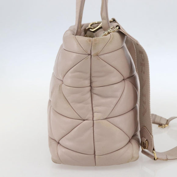 PRADA Hand Bag Leather 2way Pink Gold Auth 159590