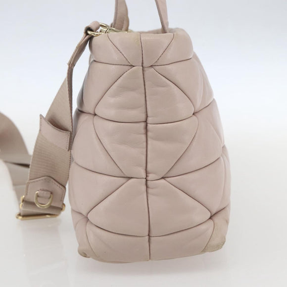 PRADA Hand Bag Leather 2way Pink Gold Auth 159590