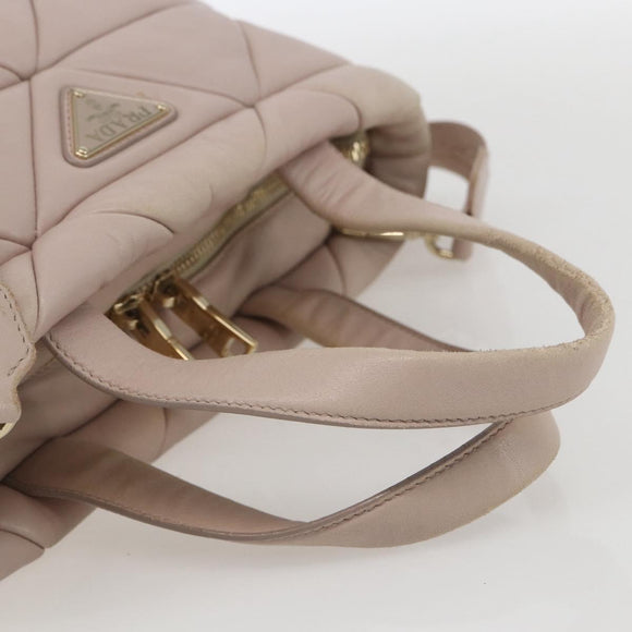 PRADA Hand Bag Leather 2way Pink Gold Auth 159590