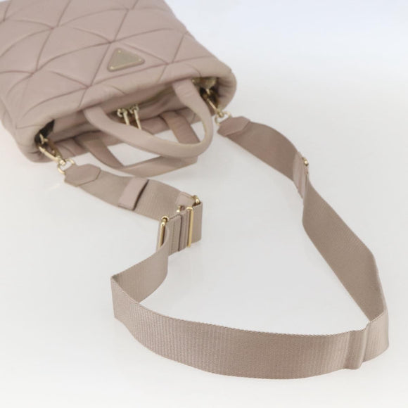 PRADA Hand Bag Leather 2way Pink Gold Auth 159590