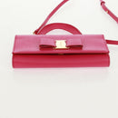 Salvatore Ferragamo Shoulder Wallet Leather Pink Gold Auth 159605V-5