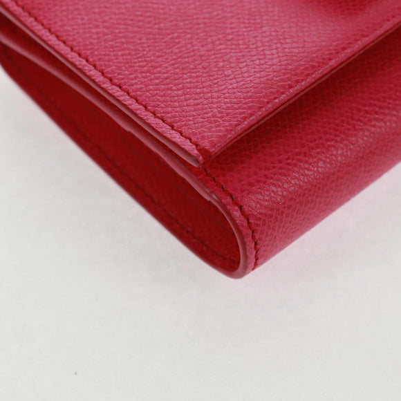 Salvatore Ferragamo Shoulder Wallet Leather Pink Gold Auth 159605V