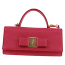 Salvatore Ferragamo Shoulder Wallet Leather Pink Gold Auth 159605V-2