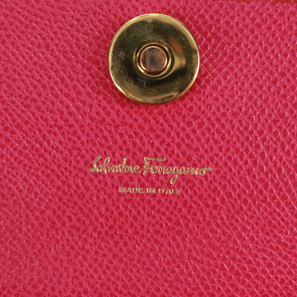 Salvatore Ferragamo Shoulder Wallet Leather Pink Gold Auth 159605V