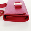 Salvatore Ferragamo Shoulder Wallet Leather Pink Gold Auth 159605V-3