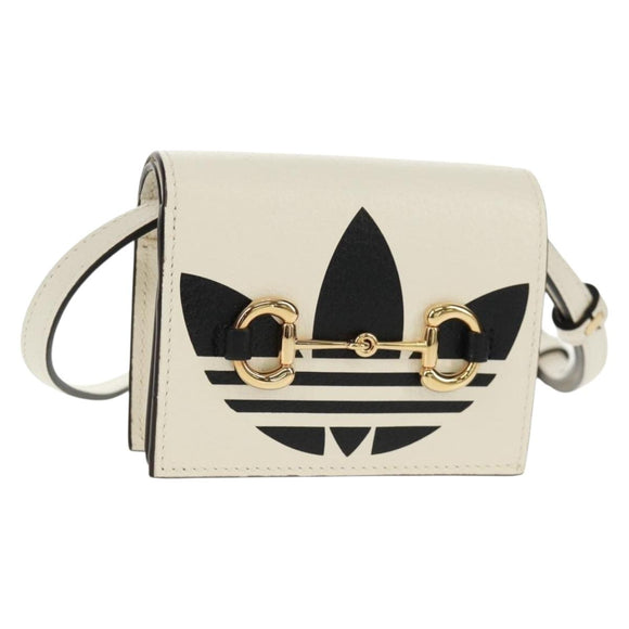 GUCCI Horsebit Shoulder Wallet Leather Adidas Collaboration 702248 Auth 159606M