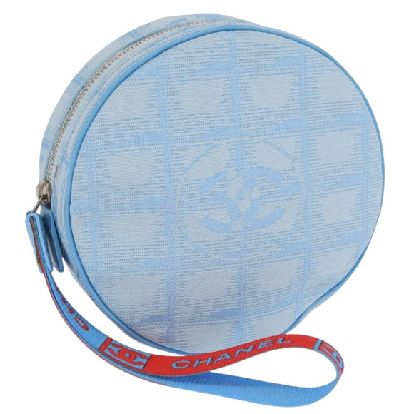 CHANEL New Travel Line Pouch Nylon Light Blue CC Auth 159607V
