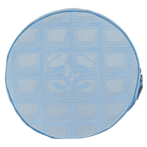 CHANEL New Travel Line Pouch Nylon Light Blue CC Auth 159607V