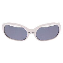 CHANEL Sunglasses plastic White CC Auth 159618 - 0