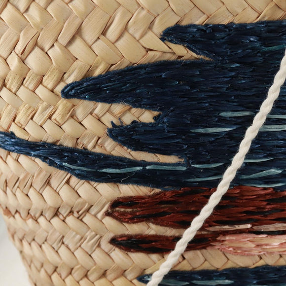 CELINE Basket Bag Hand Bag Raffia Beige Auth 159620V