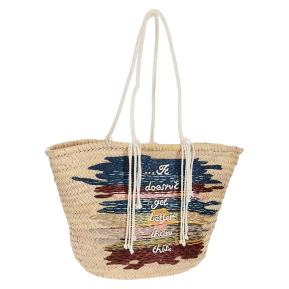 CELINE Basket Bag Handtasche Raffia Beige Auth 159620V