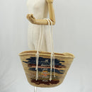 CELINE Basket Bag Hand Bag Raffia Beige Auth 159620V-28