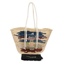 CELINE Basket Bag Handtasche Raffia Beige Auth 159620V-12