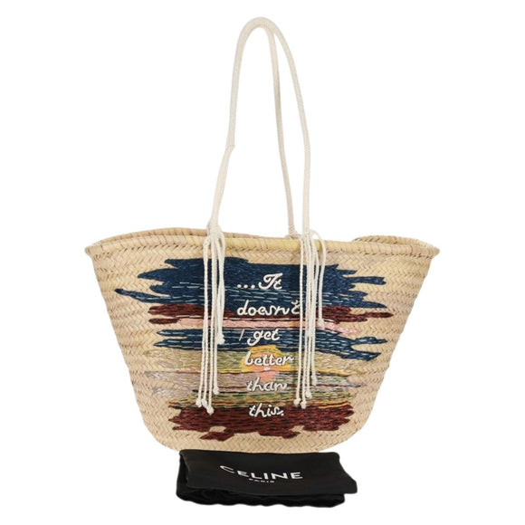 CELINE Basket Bag Handtasche Raffia Beige Auth 159620V