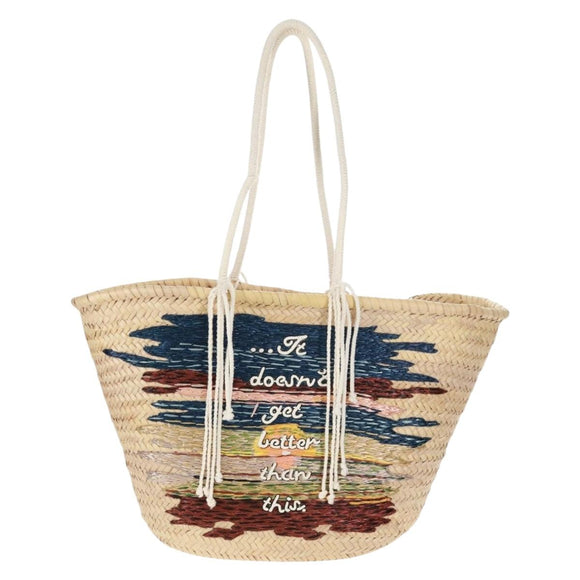 CELINE Basket Bag Handtasche Raffia Beige Auth 159620V