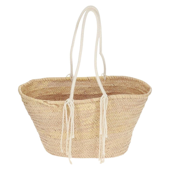 CELINE Basket Bag Handtasche Raffia Beige Auth 159620V