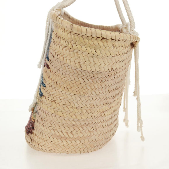 CELINE Basket Bag Handtasche Raffia Beige Auth 159620V