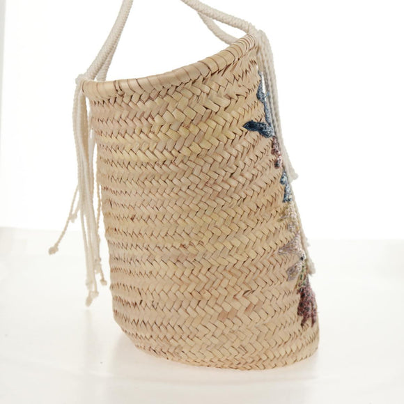 CELINE Basket Bag Handtasche Raffia Beige Auth 159620V