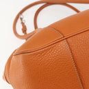 PRADA Hand Bag Leather Orange Gold Auth 159719-16