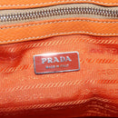 PRADA Hand Bag Leather Orange Gold Auth 159719-18