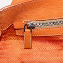 PRADA Hand Bag Leather Orange Gold Auth 159719-19