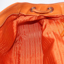 PRADA Hand Bag Leather Orange Gold Auth 159719-21