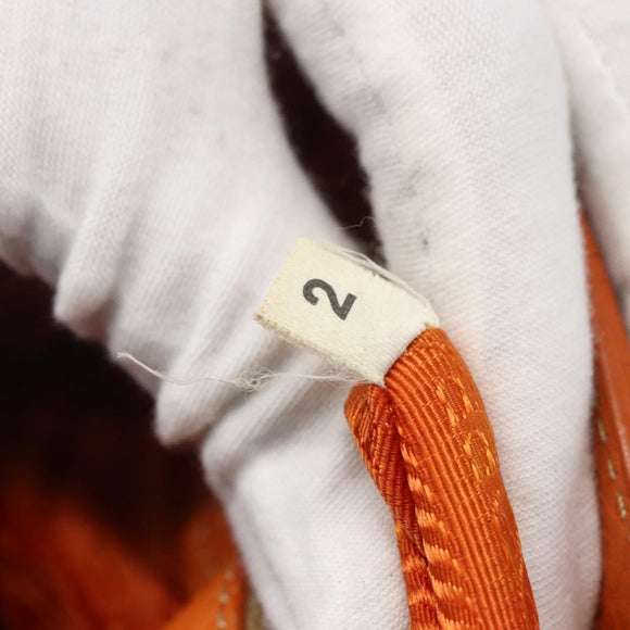 PRADA Hand Bag Leather Orange Gold Auth 159719