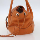 PRADA Hand Bag Leather Orange Gold Auth 159719-4