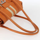 PRADA Hand Bag Leather Orange Gold Auth 159719-7