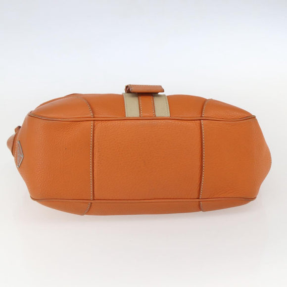 PRADA Hand Bag Leather Orange Gold Auth 159719