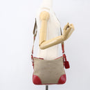 PRADA Shoulder Bag Canvas Beige Silver Auth 159720-23