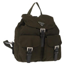 PRADA Backpack Nylon Khaki Silver Auth 159721-1