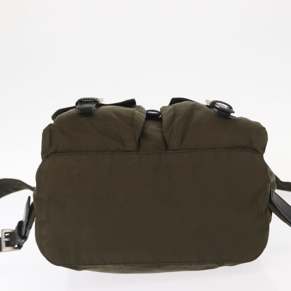 PRADA Backpack Nylon Khaki Silver Auth 159721