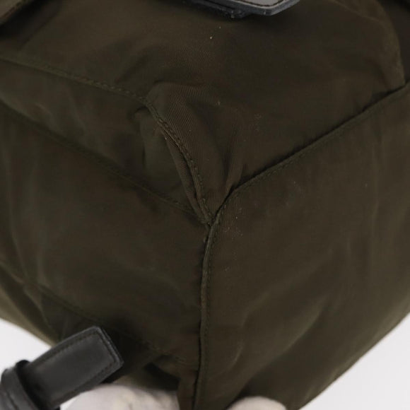 PRADA Backpack Nylon Khaki Silver Auth 159721