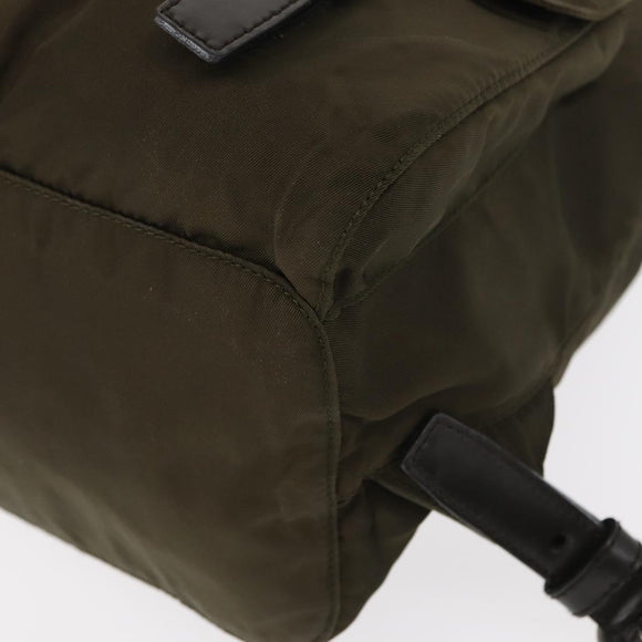 PRADA Backpack Nylon Khaki Silver Auth 159721