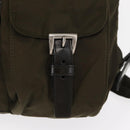PRADA Backpack Nylon Khaki Silver Auth 159721-21
