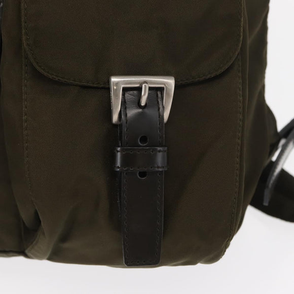 PRADA Backpack Nylon Khaki Silver Auth 159721